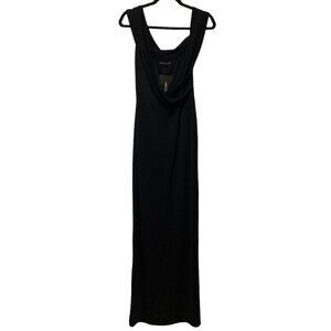 NWT Pretty Little Thing Solid Dark Navy Off-Shoulder Slit Maxi Formal Dress 12